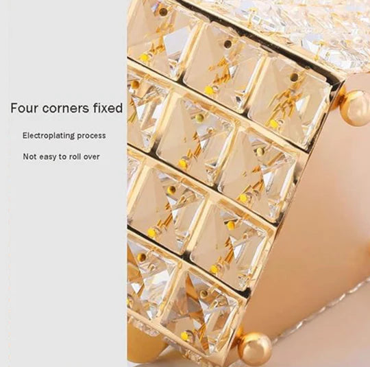 Luxury Crystal Tissue Box – Gold Decorative Napkin Holder for Home & Office