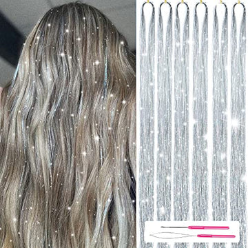 Glitter Tinsel Hair Extensions 18 Pieces