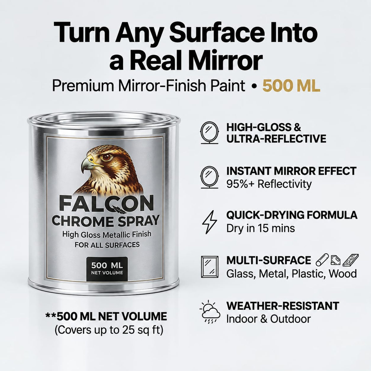 Falcon Chrome Paint – Premium Ultra-Reflective Mirror Finish