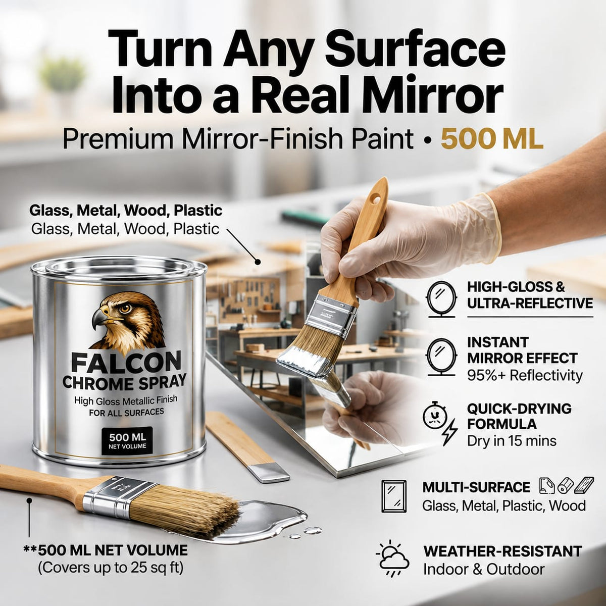 Falcon Chrome Paint – Premium Ultra-Reflective Mirror Finish