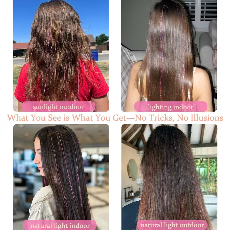 Glitter Tinsel Hair Extensions 18 Pieces