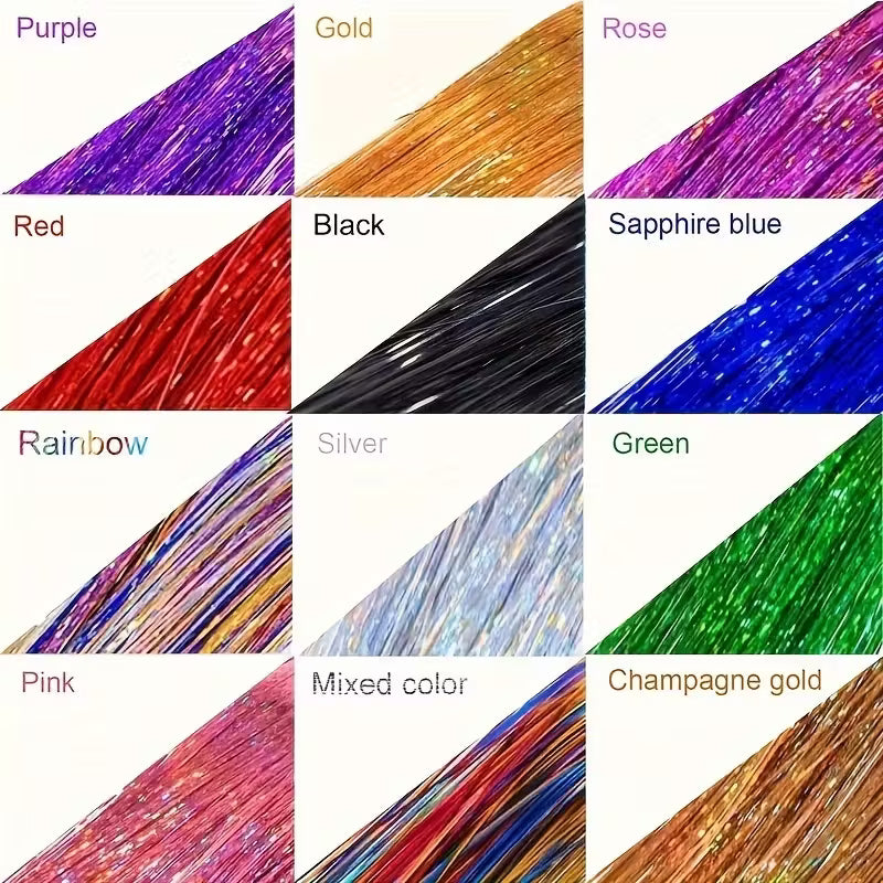 Glitter Tinsel Hair Extensions 18 Pieces