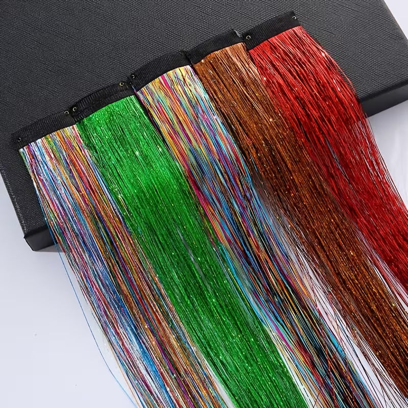 Glitter Tinsel Hair Extensions 18 Pieces