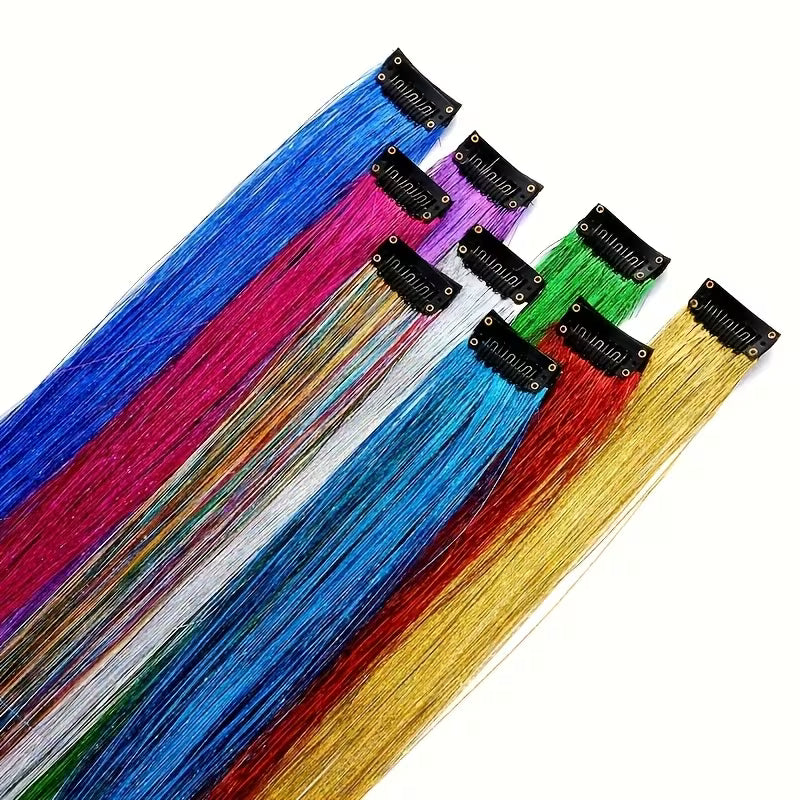 Glitter Tinsel Hair Extensions 18 Pieces