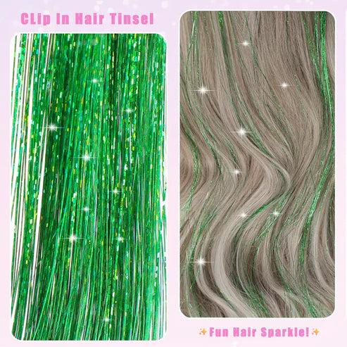 Glitter Tinsel Hair Extensions 18 Pieces